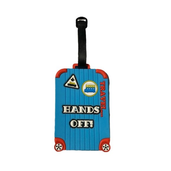 Hand Off Tagging Bags | Blue Hands Off Travel Suitcase Id Luggage Tag And Suitcase Label ...